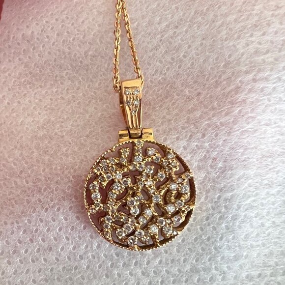 Tresor Signature Logo Diamond Pendant 18kt rose gold 18" chain necklace EUC - Picture 9 of 11